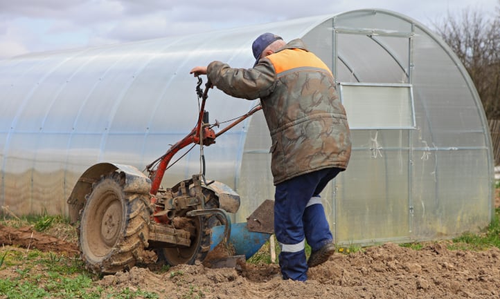 Greenhouse plastic stretched over a frame